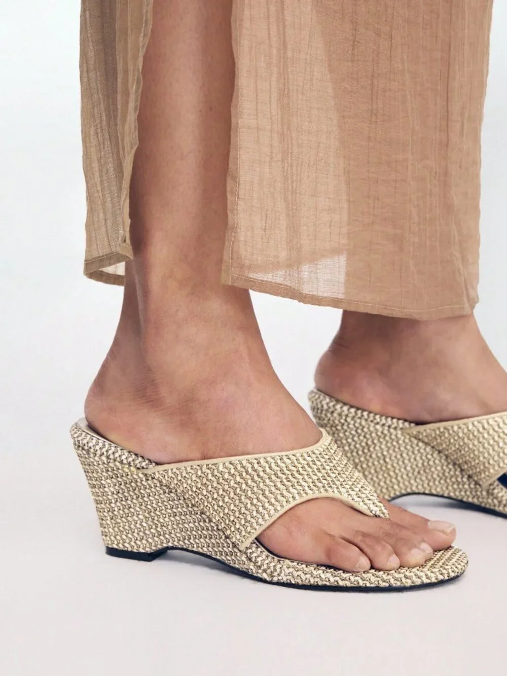 Khaki Women's Wedge Heel Platform Sandals Shoes